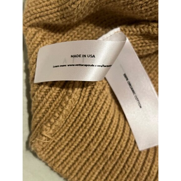 Vetta XL Camel Brown Organic Cotton Cable Knit Sweater Made In USA - Picture 5 of 16